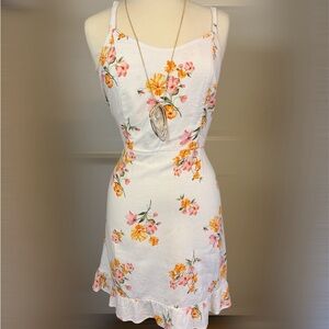 Old Navy White and Orange Floral Midi Dress